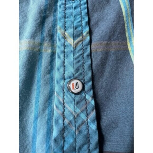 Amplify Mens Blue Gray Color Block Short Sleeve Button Down Size XL Pocket - Picture 13 of 16